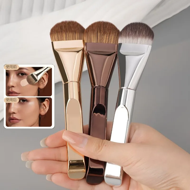 New 1PC Flat Head Foundation Brush Soft Foundation Concealer Brush Face Synthetic Hair Streak-Free Liquid Eye Makeup Tool