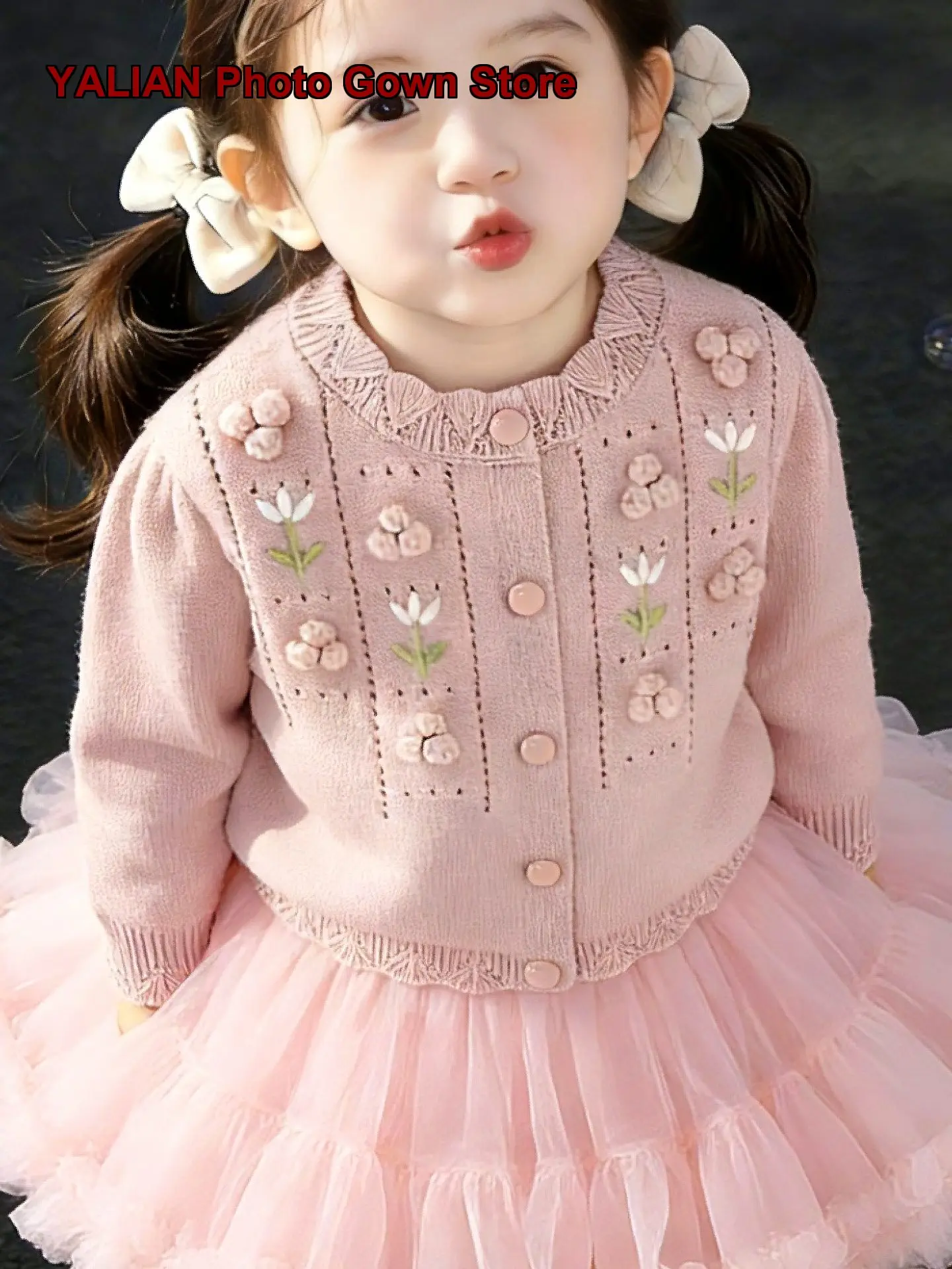 Kids + Tutu Skirt Set Girls Handmade Crochet Knit Jacket Pink Trendy