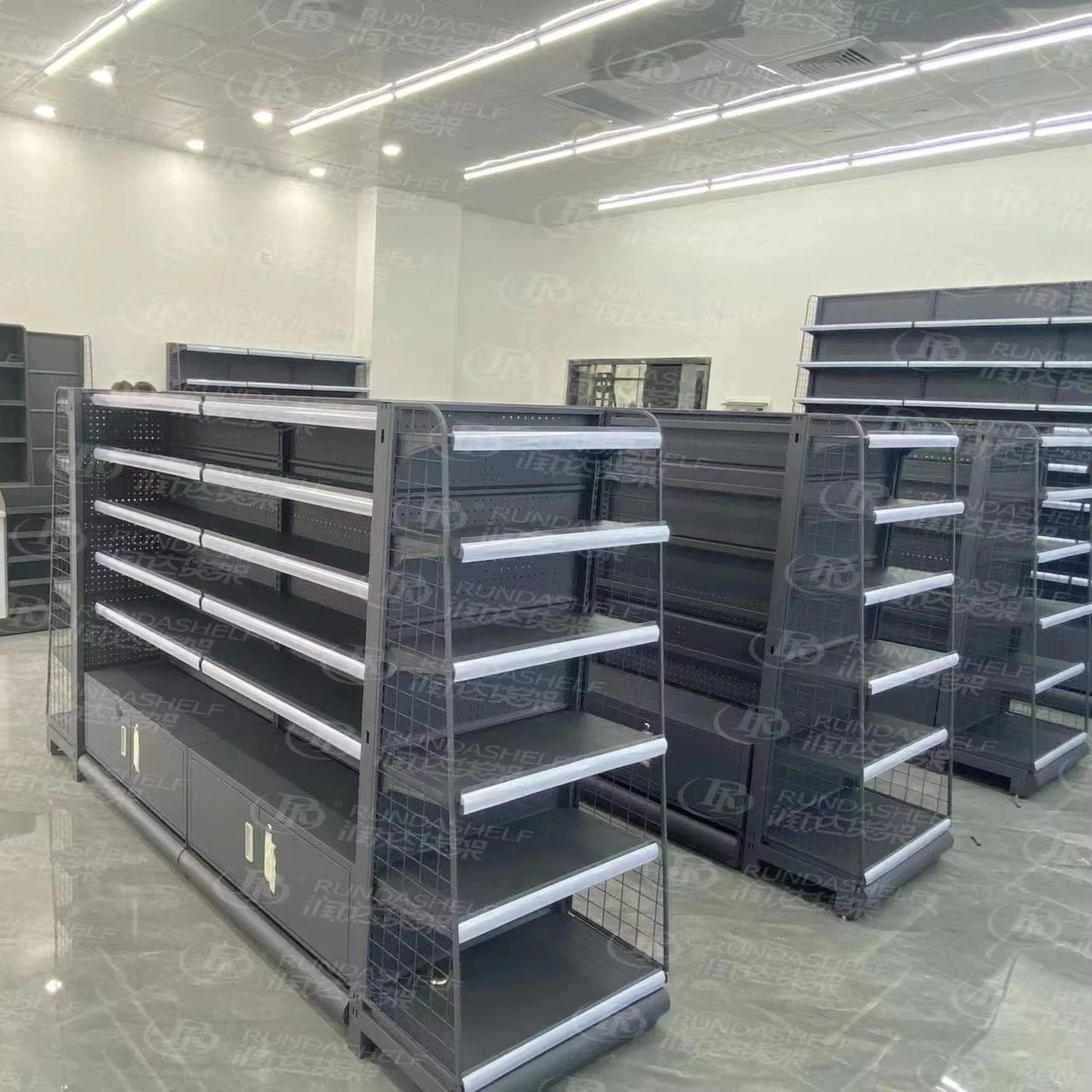 Office Furniture Store - Tek Taraflı Süpermarket Rafı Metal Teşhir