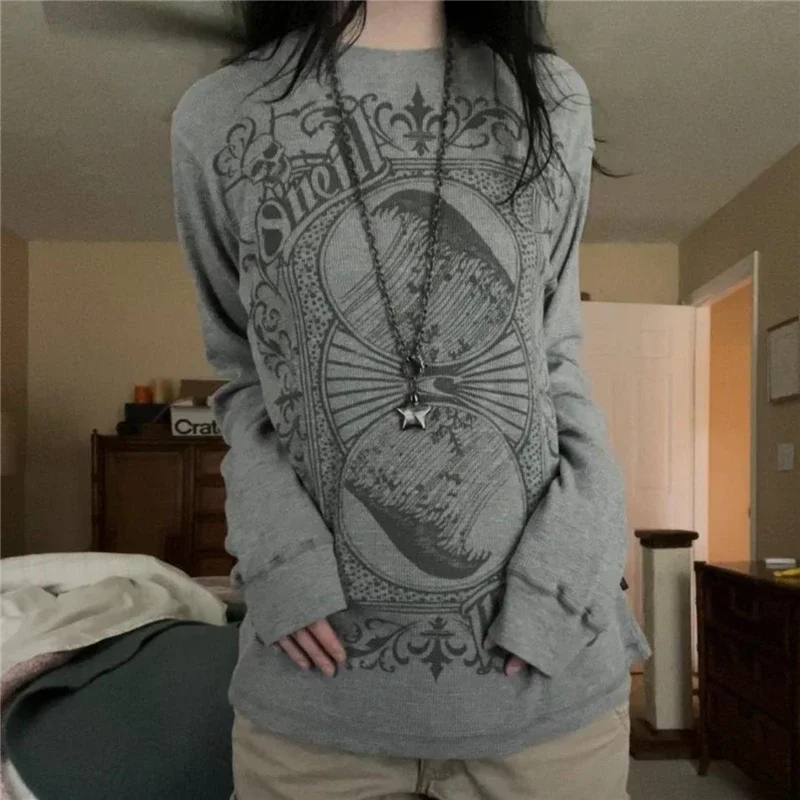 

Gothic Hoodie Women Fairy Grunge Long Sleeve Tops 2000s Clothes y2k Sweatshirt Pullover Punk Style Baggy Streetwear