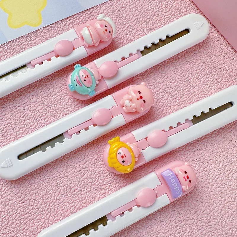 1pc Mini Portable Art Knife Students Use Envelope Opener Cute Cartoon Paper Cutter Office Stationery Express Unpacking Device