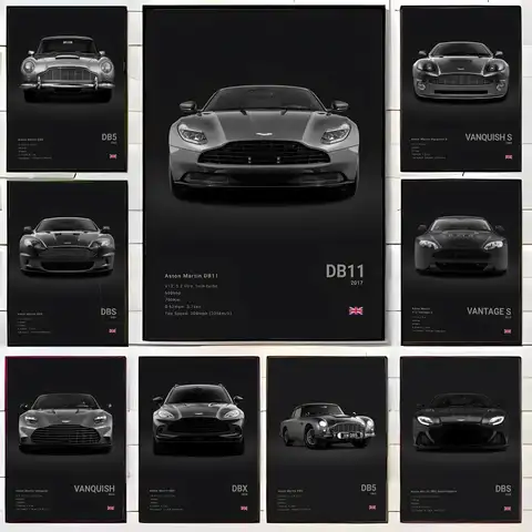 British Luxury Sports Car A-Aston M-Martin Poster Wall Art Print Poster Decorative Mural Home Decor Gift Unframed