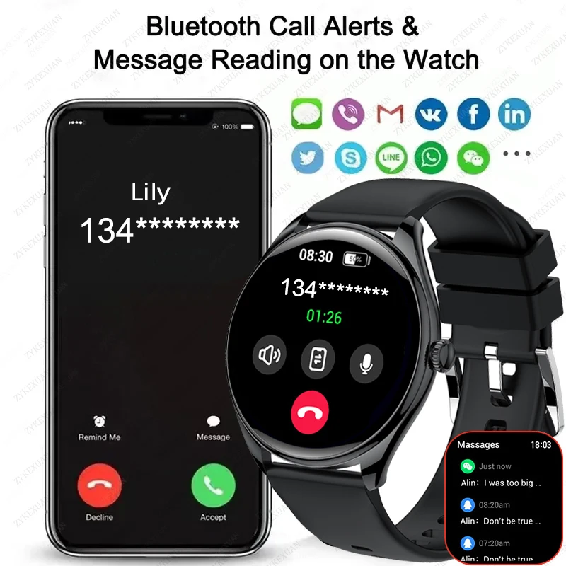 جديد رقيقة جدا ساعة ذكية الرجال النساء AMOLED HD عرض 100 + الرياضة معدل ضربات القلب HD بلوتوث دعوة مقاوم للماء ساعة ذكية لهواوي