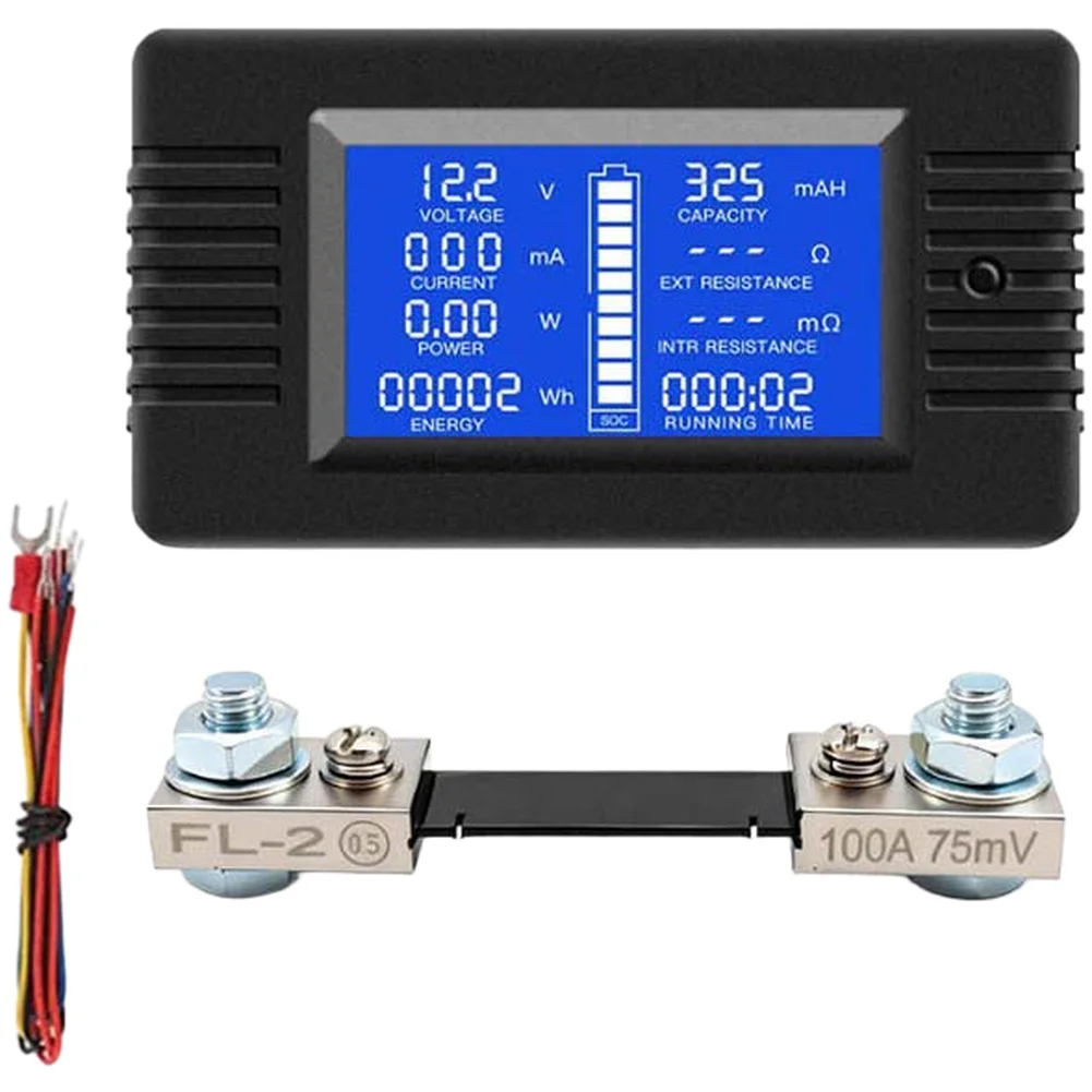 As Shown In The Figure Car Battery Tester Easy Setup Battery Capacity Gauge Battery Capacity Monitor 0-200V Wide Voltage Range