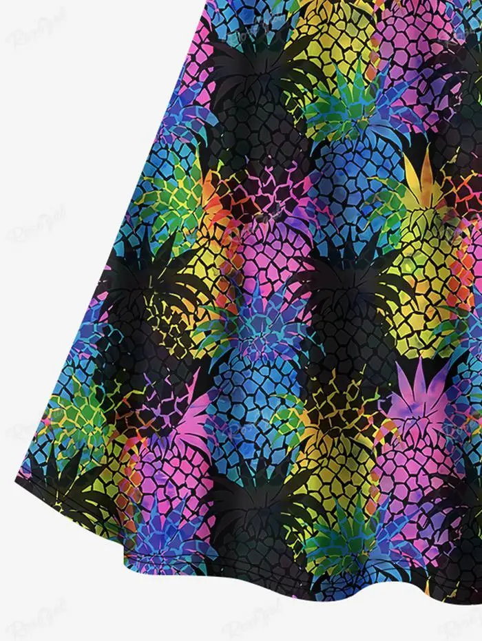 Plus Size donna abiti senza maniche 2024 nuovo XS-6X Hawaii Plus Size colorato ananas Colorblock stampa Crisscross Cami Dress