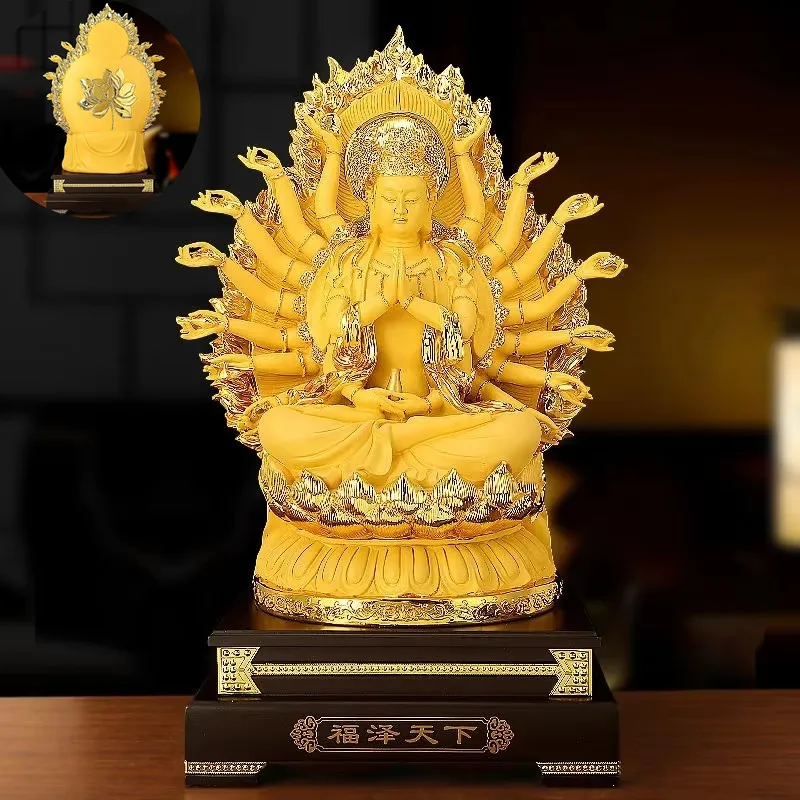 Feng Shui Lucky Thousand Hands of Goddess of Mercy Home Living Buddha Guanyin Statue