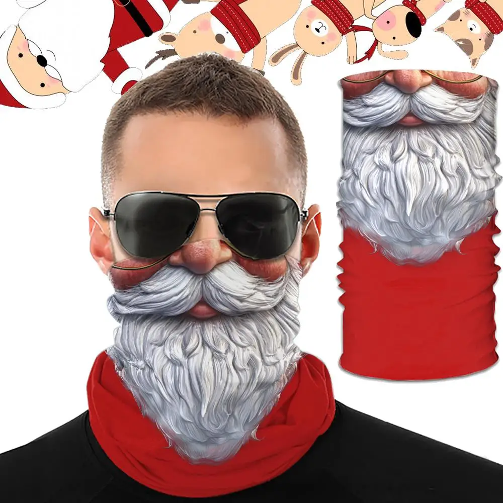 

2025 New Christmas Multifunctional Neck Gaiter Fun Santa Claus Role-Playing Beard Mask Unisex Novel Holiday Party Accessory Gift