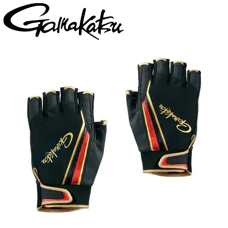 

New Gamakatsu Fishing Gloves UV Protection Outdoor Half-Finger Breathable Leather Sport Gloves Anti-Slip Fly Fishing Gloves