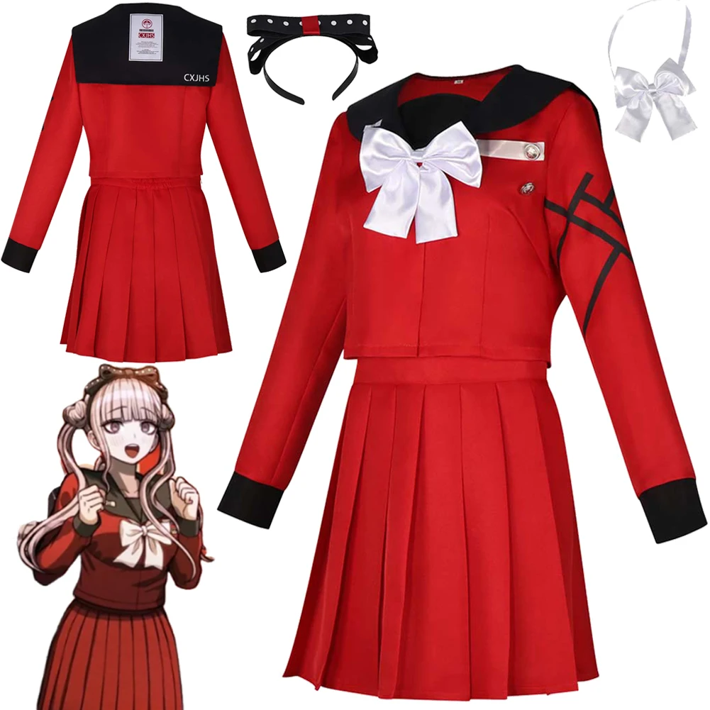 

Anime Game Hundred Line Cosplay Tsukumo Kako Red Top Skirt Clothing Hallowmas Carnival Roleplay Suits Outfits For Women Adult