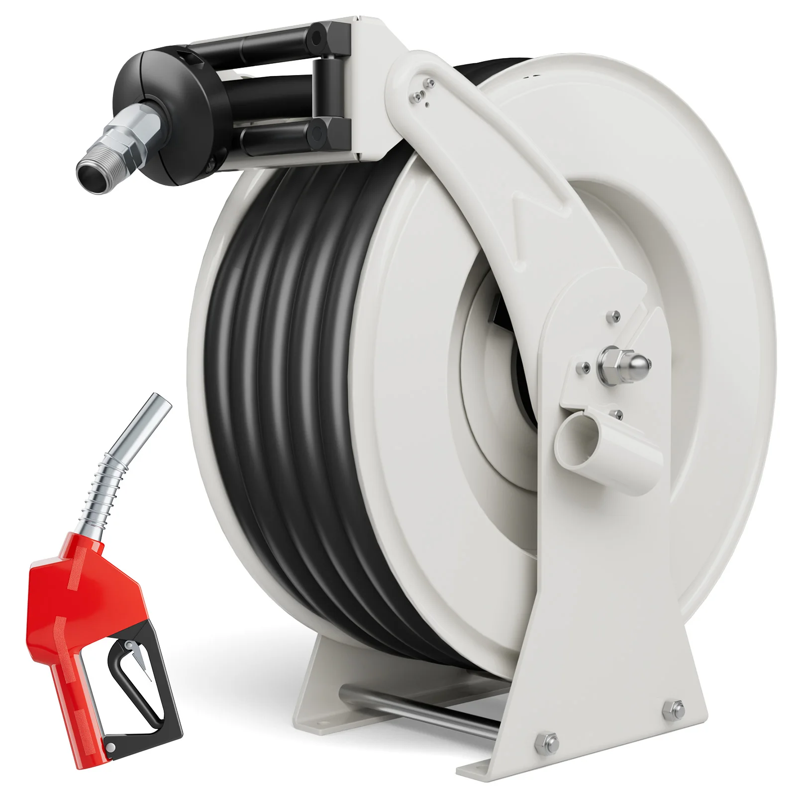 

Diesel Fuel Hose Reel Retractable 3/4" x 50' Spring Driven Auto Swivel Rewind Industrial Heavy Duty Commercial Hose Holder Reel