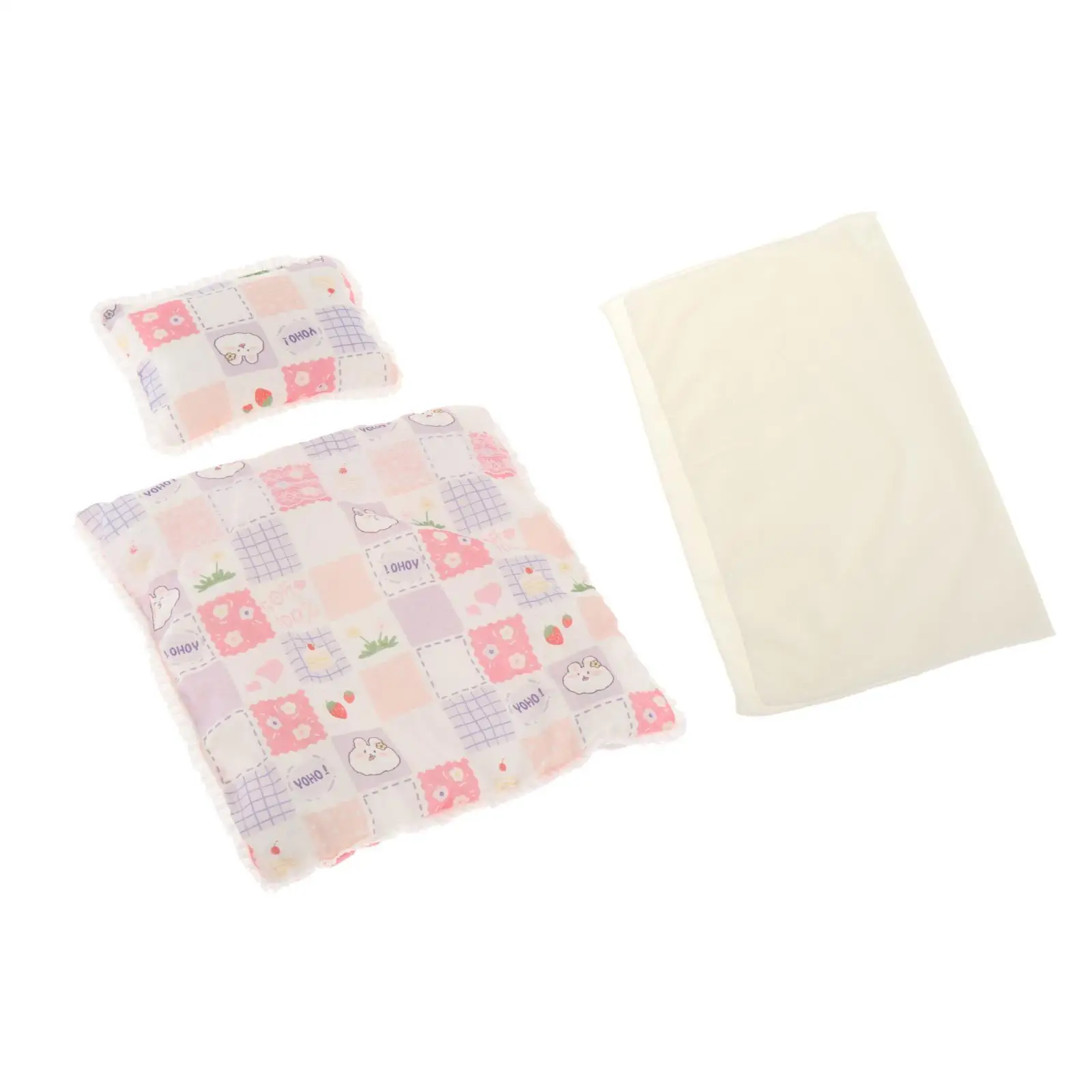 Doll Bedding Accessories Set Dollhouse Decoration Include 1 Sheet, 1 Quilt, And