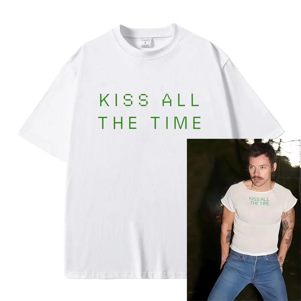 

Kiss All The Time Same Style Print T-shirt Men Women Fashion Hip Hop Oversized Short Sleeve T Shirts Male Casual Cotton T-shirts