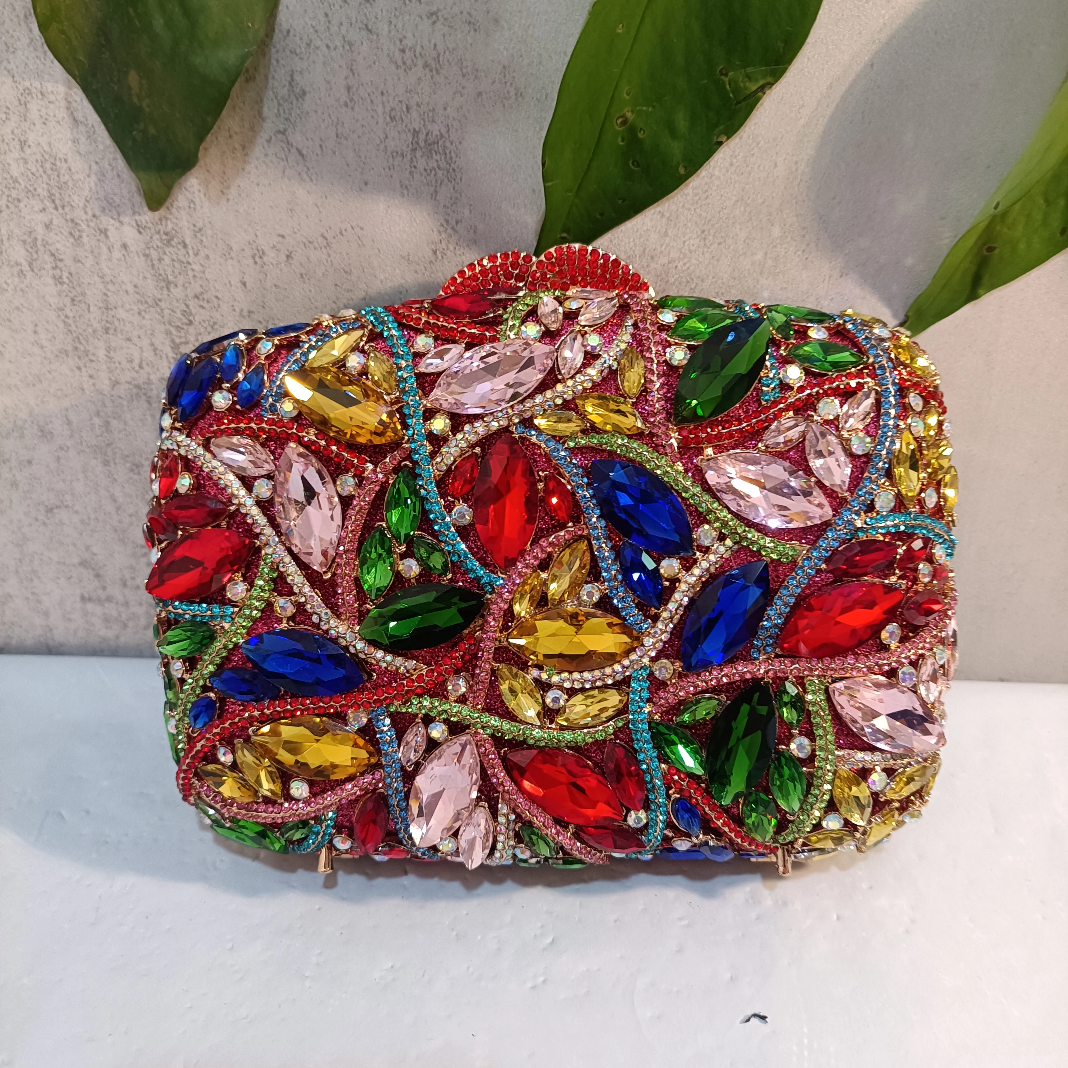 

Lady Colorful Diamond Women Evening Bags Stones Bridal Clutches Bags Ladies Wedding Cocktail Crystal Clutch Purse Party Handbags