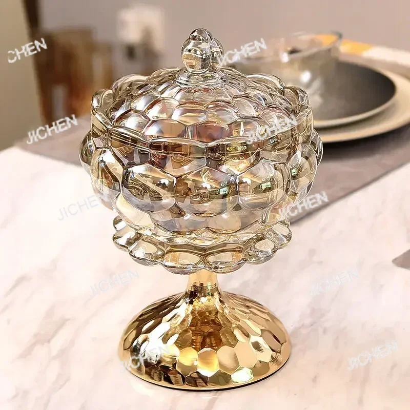 جرة تخزين زجاجية مع غطاء علب الشاي والقهوة وجبة خفيفة برطمانات الحلوى قاعدة معدنية بسيطة المنزل المطبخ حاويات تخزين المواد الغذائية أدوات المطبخ