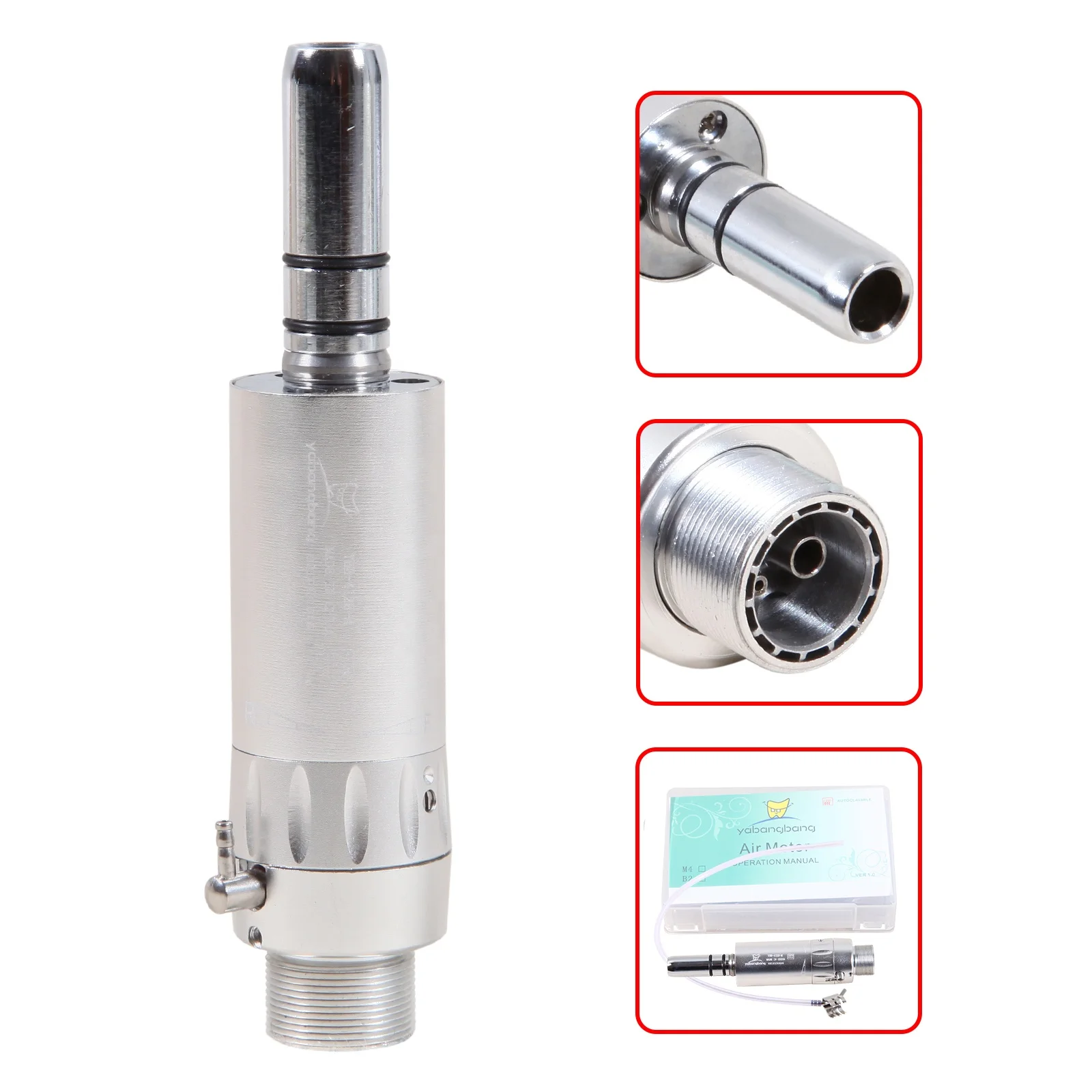 Hot Sale! N-S-K Style Den tal 1:1 E-type External Spray Air Motor 2 Holes Slow/Low Speed Handpiece Sliver