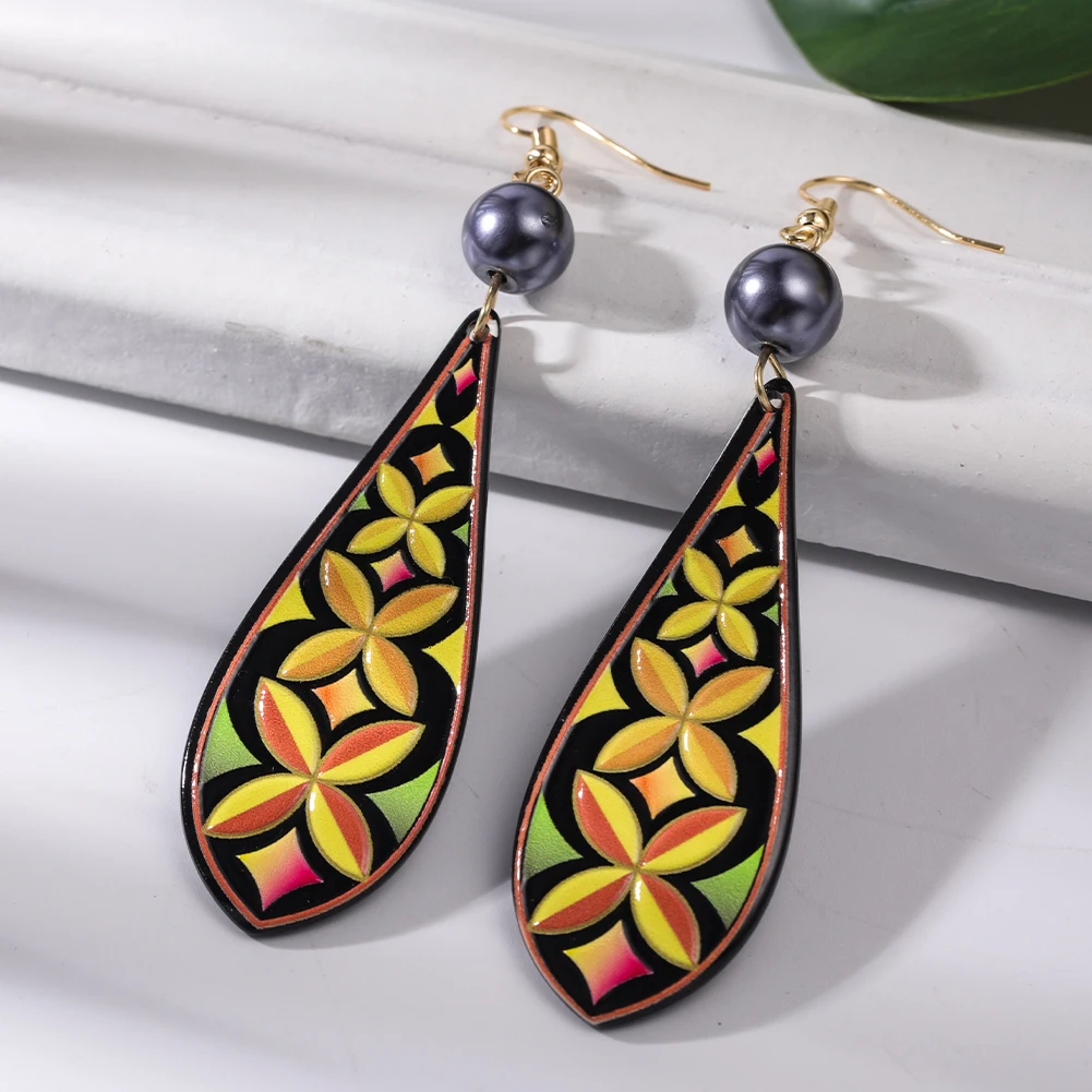 Cring Coco acrylique boucles d'oreilles 2022 tendance hawaïenne inhabituelle en gros polynésien violet géométrique concepteur boucles d'oreilles pour les femmes