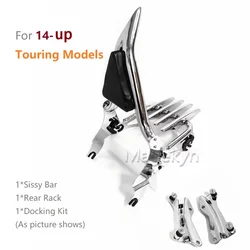 Rear Luggage Rack Passenger Backrest for Harley Davidson 2009 - 2025 Road King Street Glide Ultra Electra Touring CVO Sissy Bar