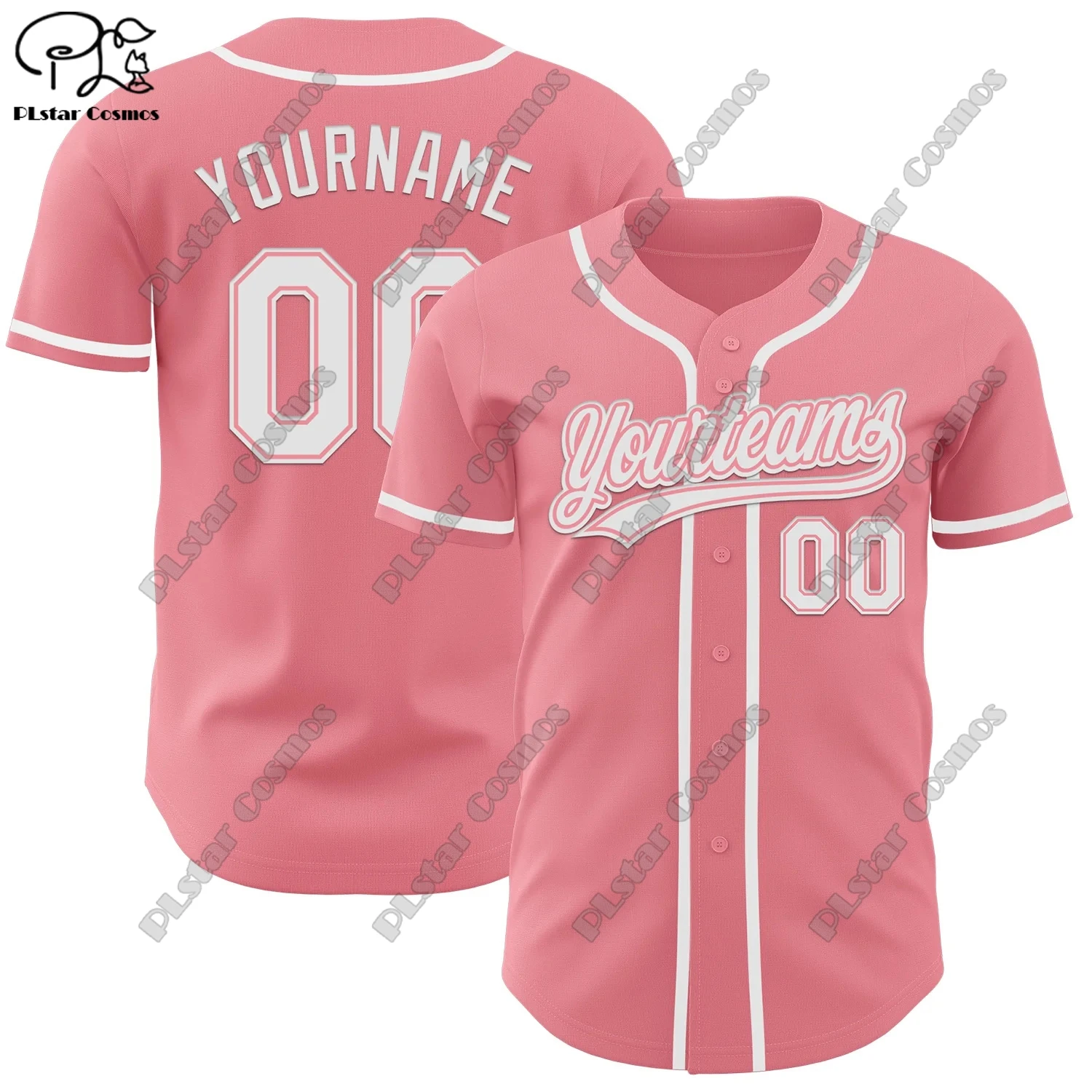 PLSTAR COSMOS customized team name 3D printing design red and pink genuine baseball uniform summer new short sleeve