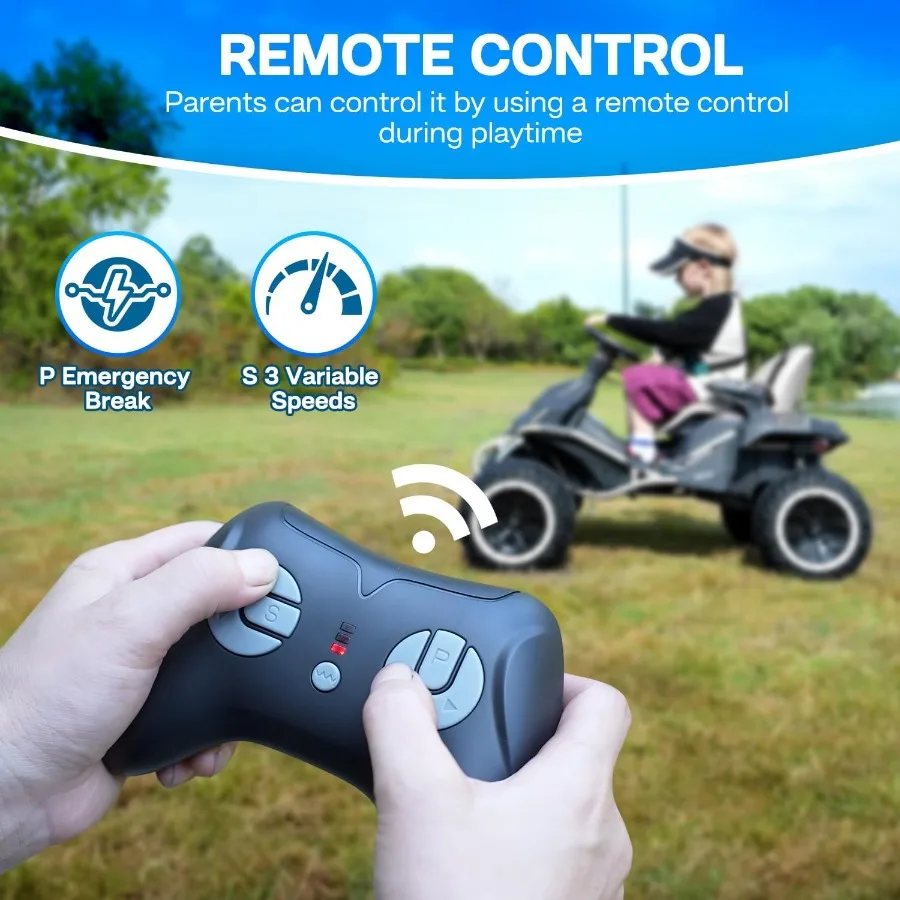 Giocattolo da corsa 24V per grande auto da corsa elettrica da esterno con 4 motori robusti Altoparlante Bluetooth da 300W Batteria da 24V 7AH Sedile regolabile W