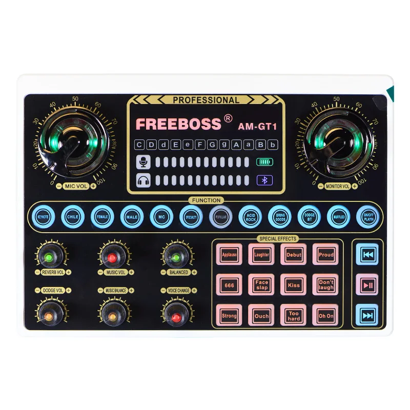 Freeboss externe Soundkarte DIY 12 Effekt profession elle Audio-Schnitts telle für Studio Live-Übertragung Handy PC AM-GT1/2