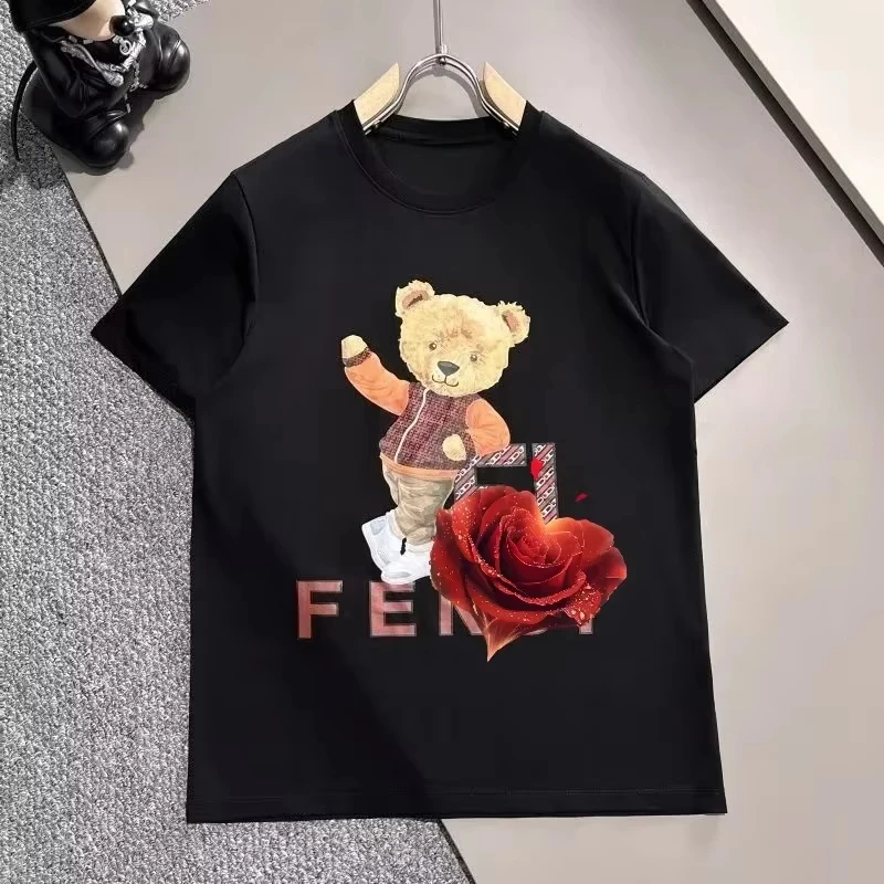 

Весна и лето 2026, последняя роскошная уличная футболка Y2K, повседневная женская и женская футболка из чистого хлопка с принтом и круглым вырезом