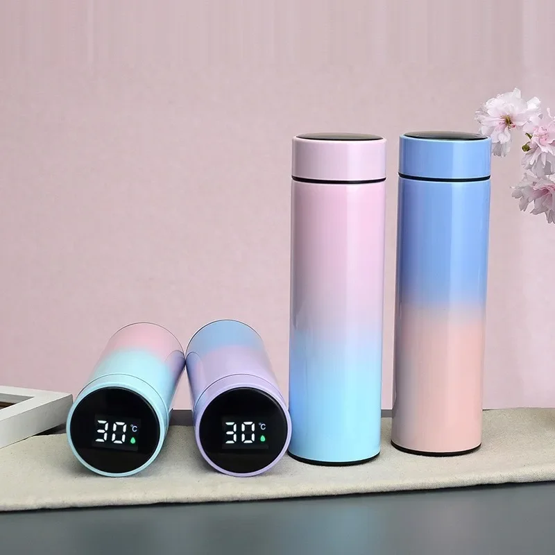

High Appearance Intelligent Temperature Display Insulated Cup 304 Stainless Steel Thermos Bottle Gradient Color Business Gift