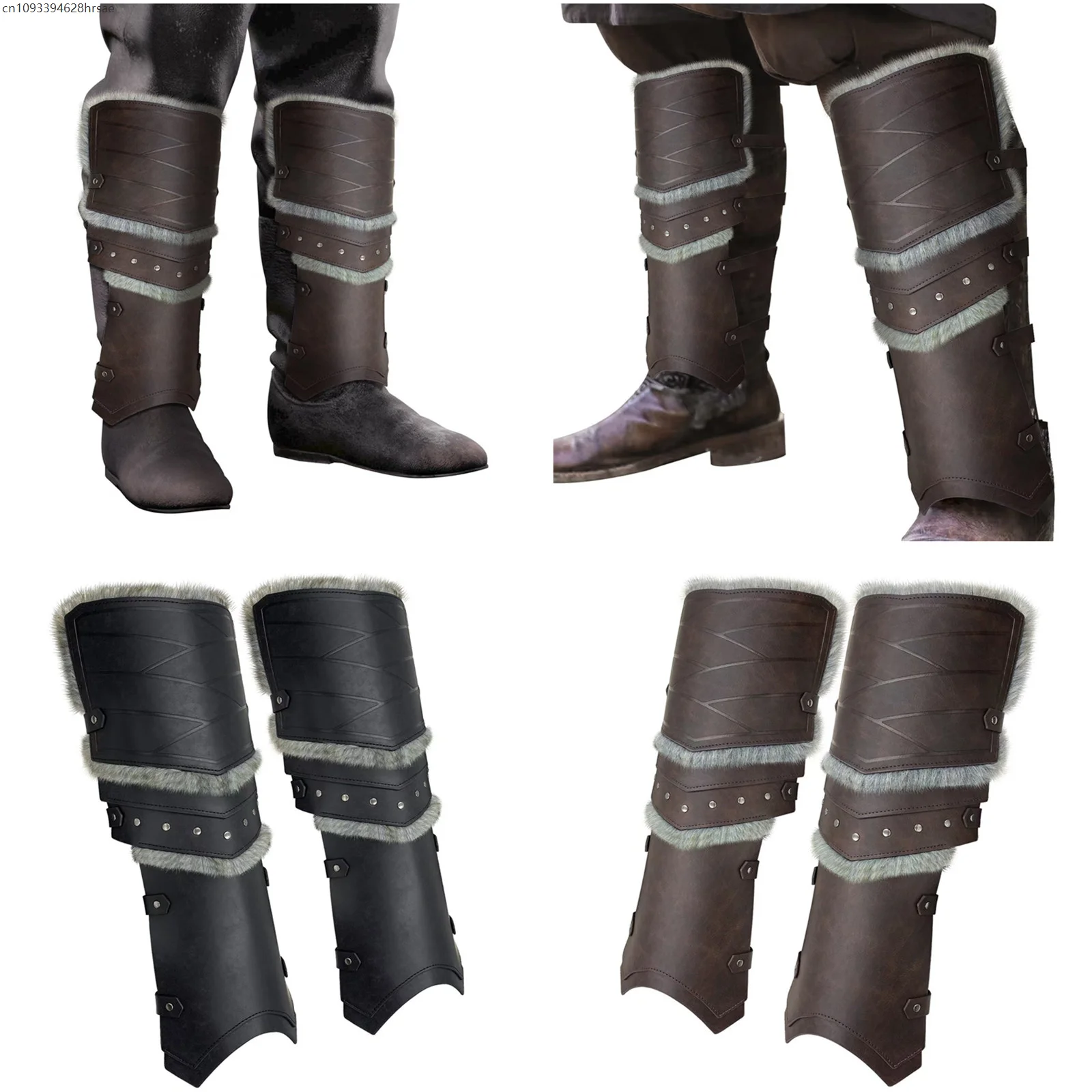 Medieval Armor Faux Leather Barbarian Leg Gaiters Vintage Middle Ages Knight Leg Armor Renaissance Armor Viking Leather Leg Armo