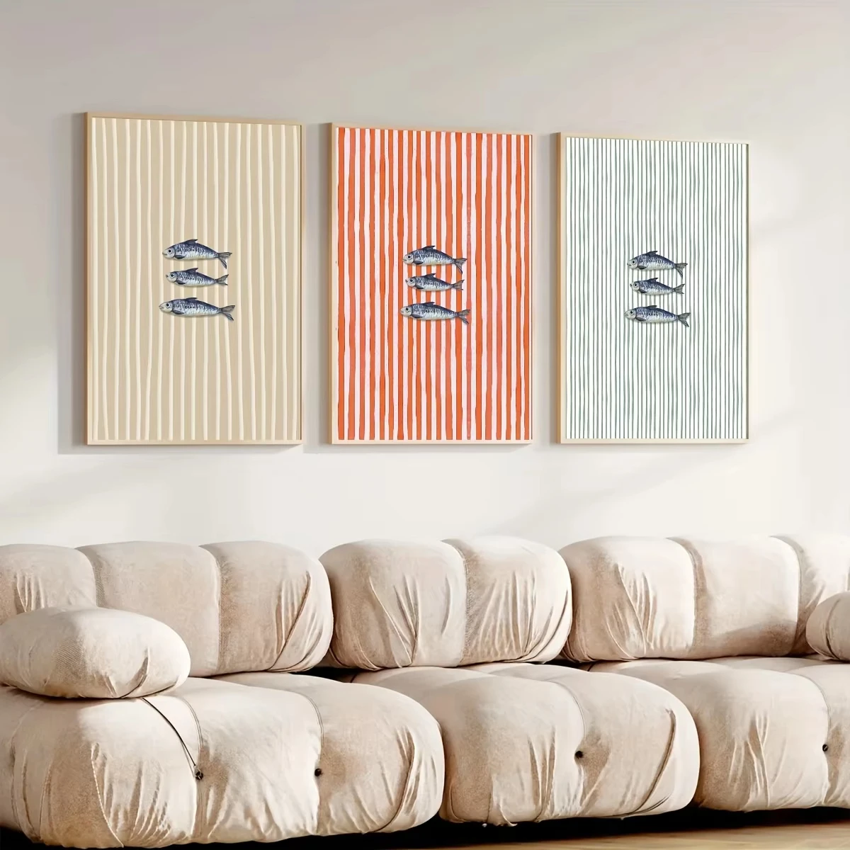 Винтажный шикарный сардина, шалфейный зеленый полосатый принт, постер, современный минимализм, художественный принт, украшение для кухни, настенное искусство, украшение для дома Винтажный шикарный сардина, шалфейный зеленый полосатый принт, постер, современный минимализм, художественный принт, украшение для кухни, настенное искусство, украшение для дома