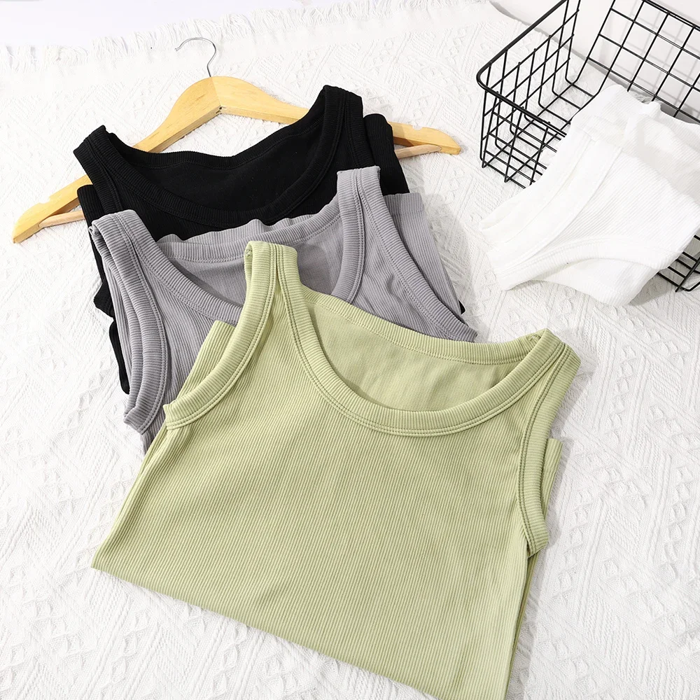 Basic Ribbed Knitted Vest Tops Women Summer Solid Vintage Sleeveless Camis Cool Girls Streetwear Soft Vests Crop Top Tees Y2K