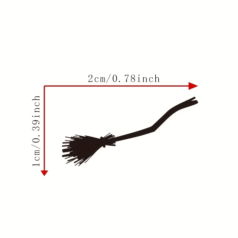 4pcs Witch Broom Mini Vinyl Stickers Funny Car Button Control Decal Halloween Auto Interior Decor