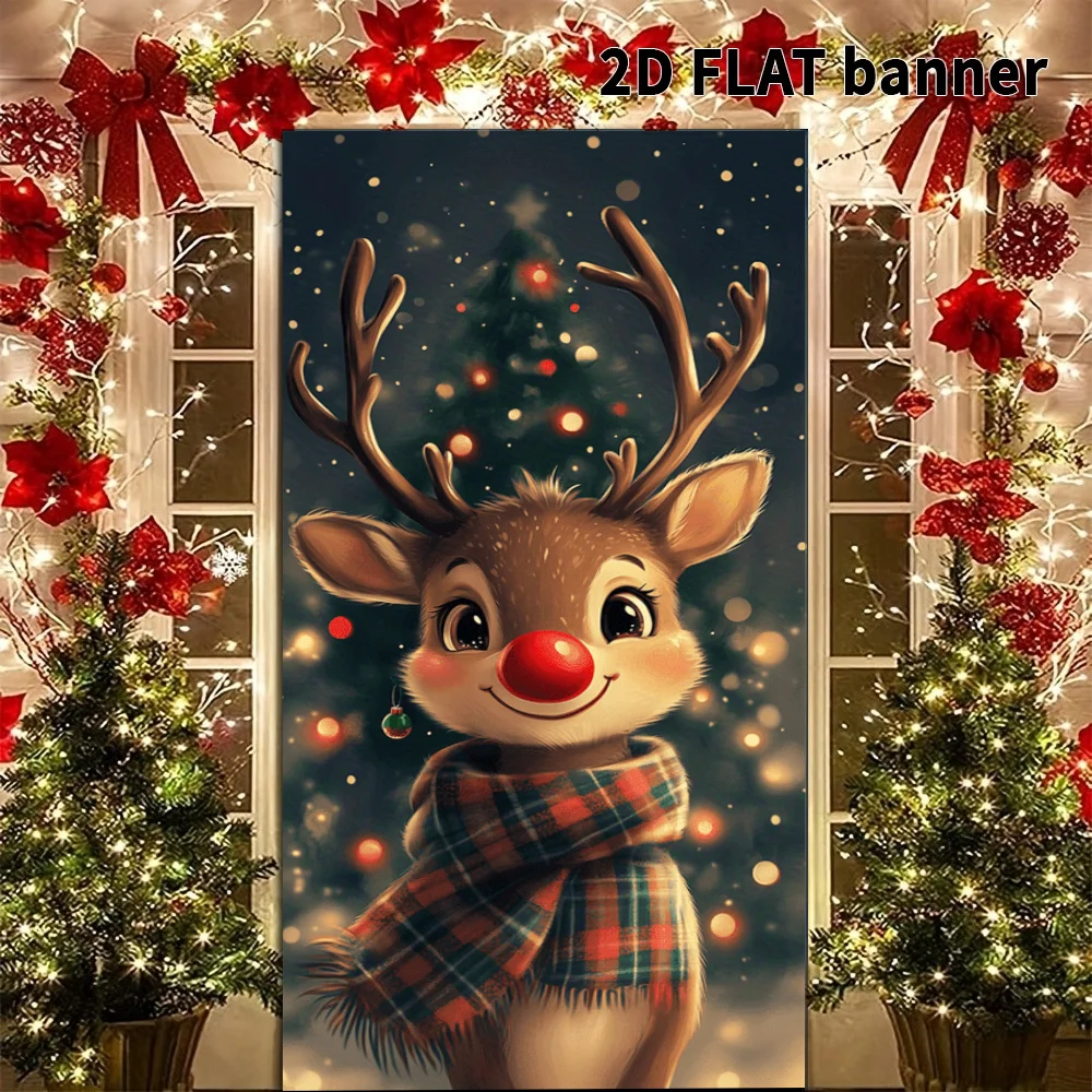 لافتة مسطحة ثنائية الأبعاد من القماش لافتة للحفلات غطاء باب نبوءة مشهد لعيد الميلاد، يتميز بنجوم الملاك والراعيين #1