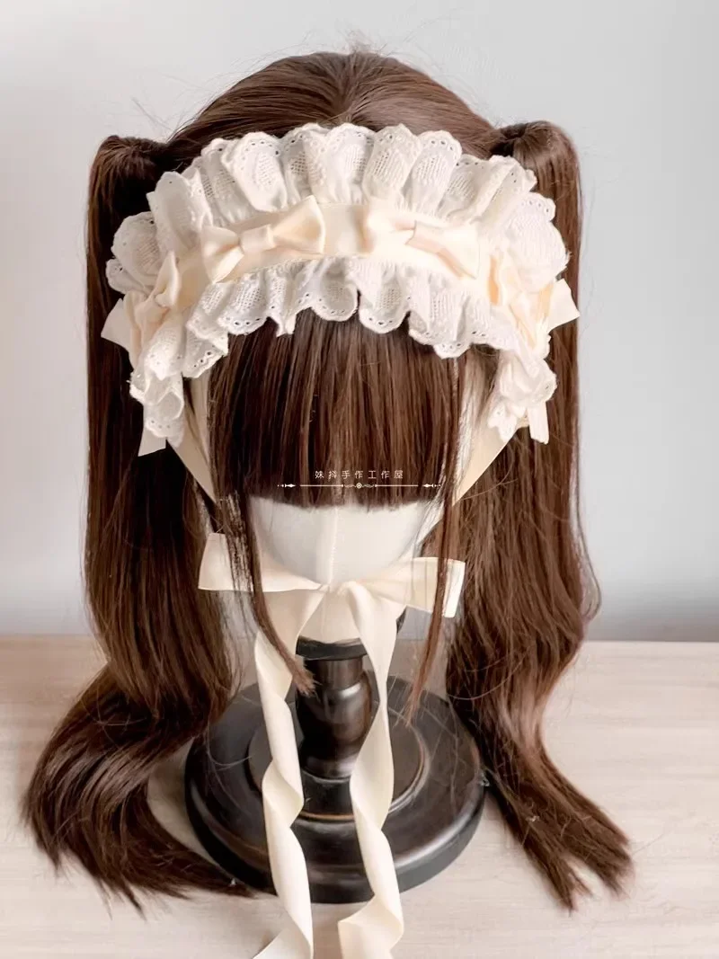 Accessori per capelli con nastro per ragazza, fascia per capelli Lolita in cotone multicolore originale fatta a mano