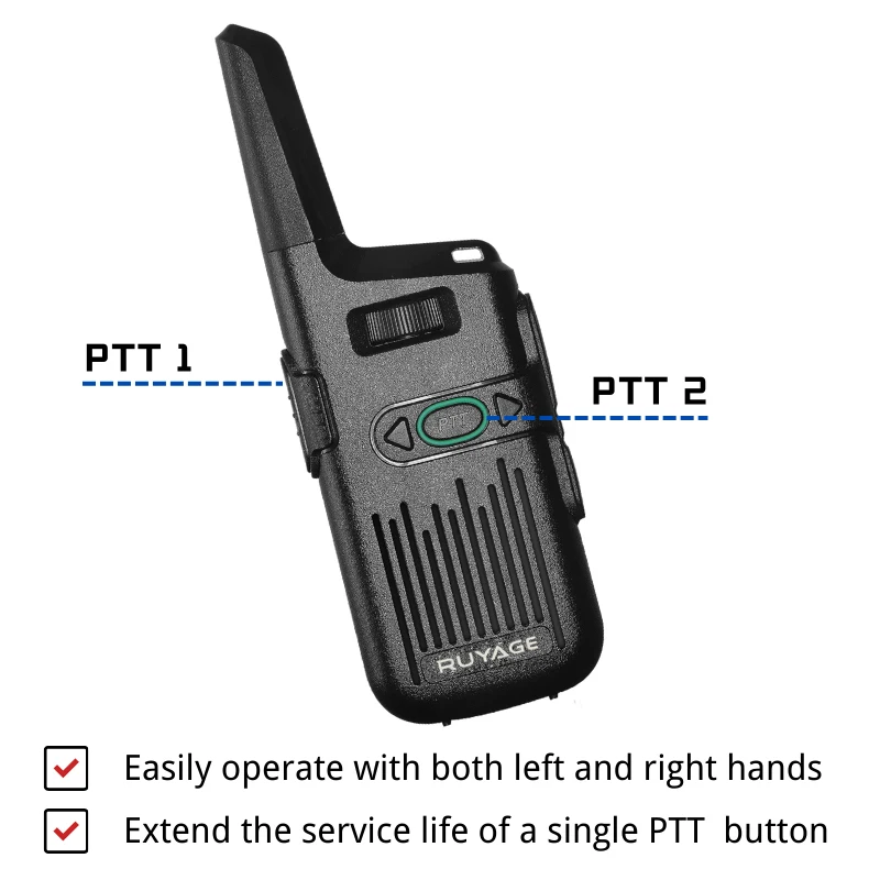 Ruyage Q20 Mini Walkie Talkie Rechargeable Walkie-Talkies 1 or 2 Pcs PTT PMR446 Long Range Portable Two-way Radio For Hunting