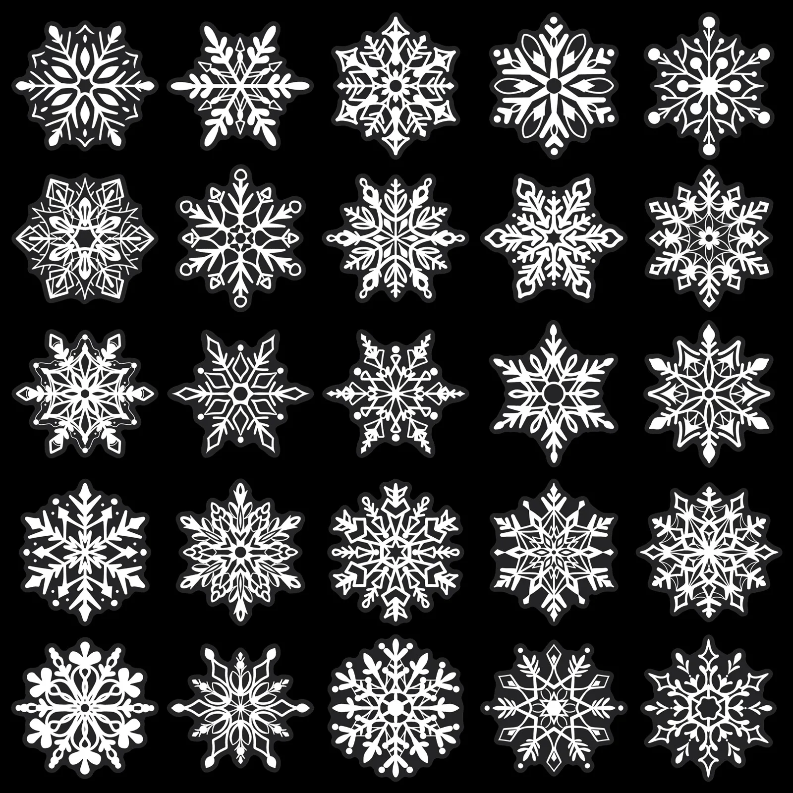 50 Uds pegatinas transparentes copo de nieve blanco decoración de dibujos animados día de invierno Graffiti DIY juguetes nevera portátil guitarra coche bicicleta calcomanías