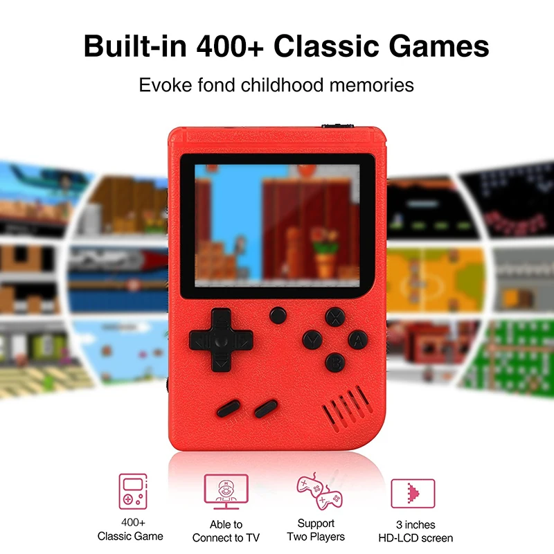 Mini consola de videojuegos portátil Retro, 400 Juegos integrados, pantalla LCD de 3,0 pulgadas, regalo para niños, reproductor de juegos portátil