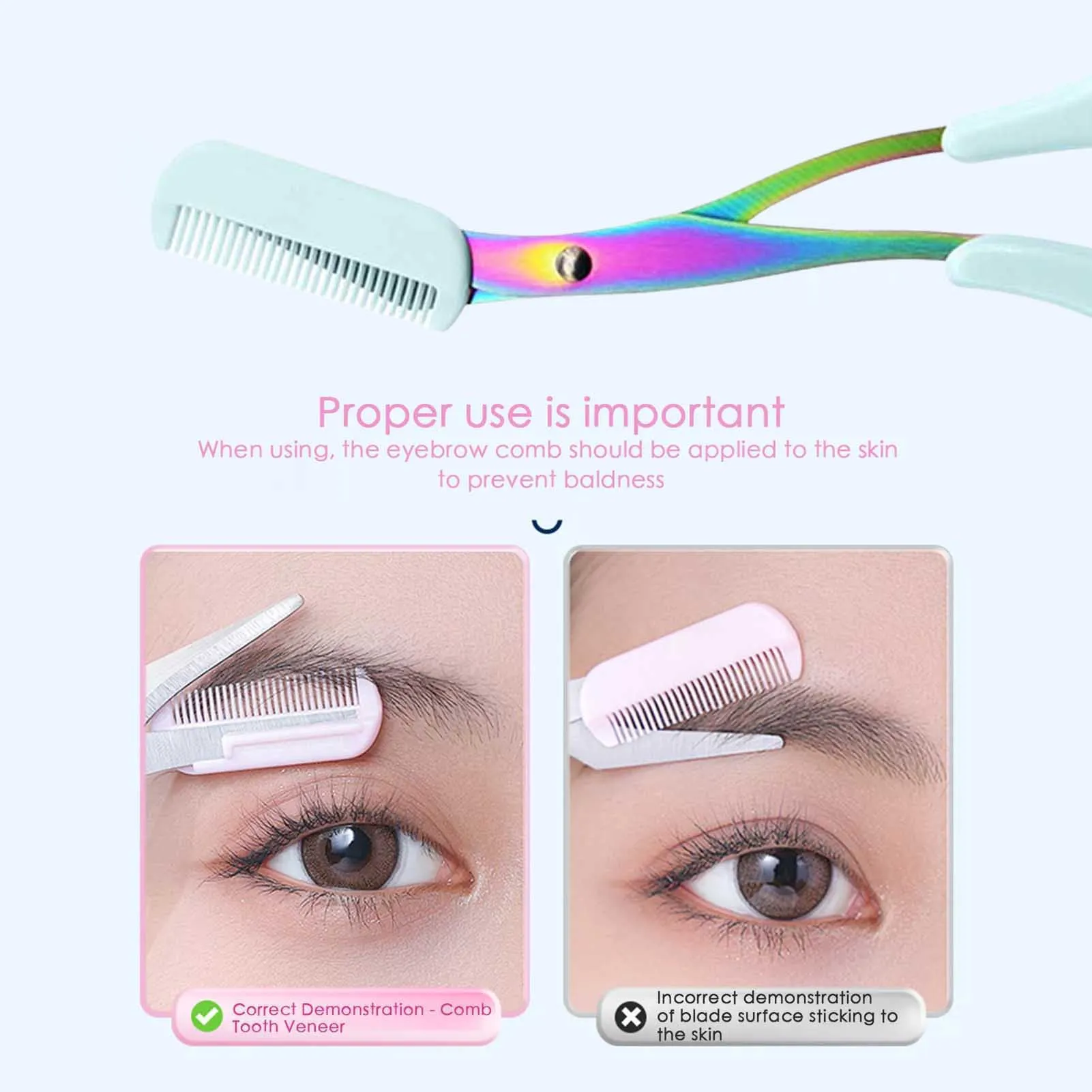 Color Eyebrow Trimmer Scissor with Comb All-in-One Shaper Epilator Cut Comb Scissors Suitable For Both Novices And Professionals