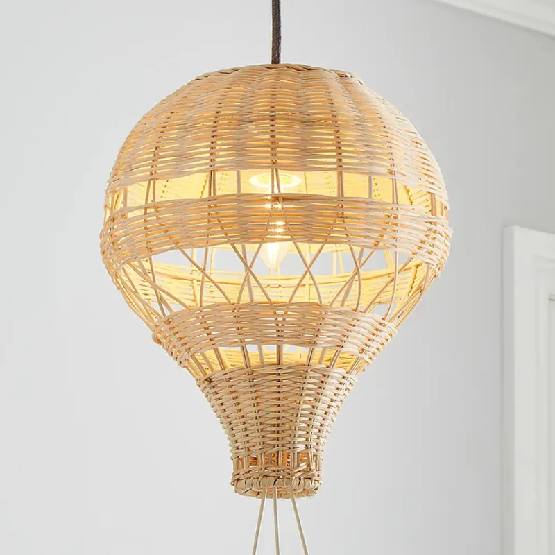 Creative Handmade Rattan Hot Air Balloon Pendant Light Living Room Dining Room Bedroom Home Decoration Lighting