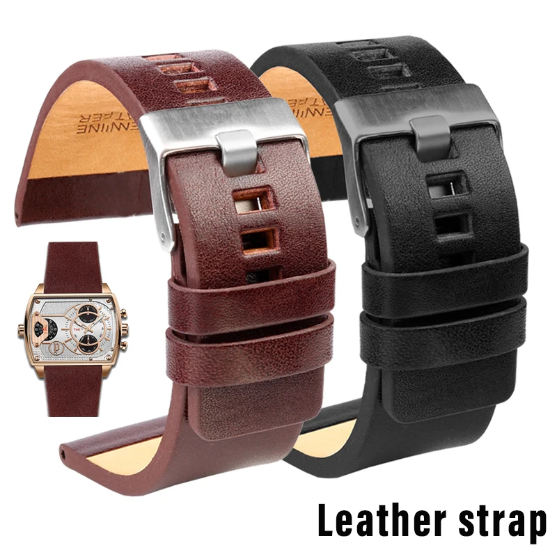 22/24/26/28/30/32mm For diesel Genuine Leather Strap Bracelet DZ7311 DZ7332 DZ7314 DZ1405 DZ4323 Watch Band Man\'s Black Brown