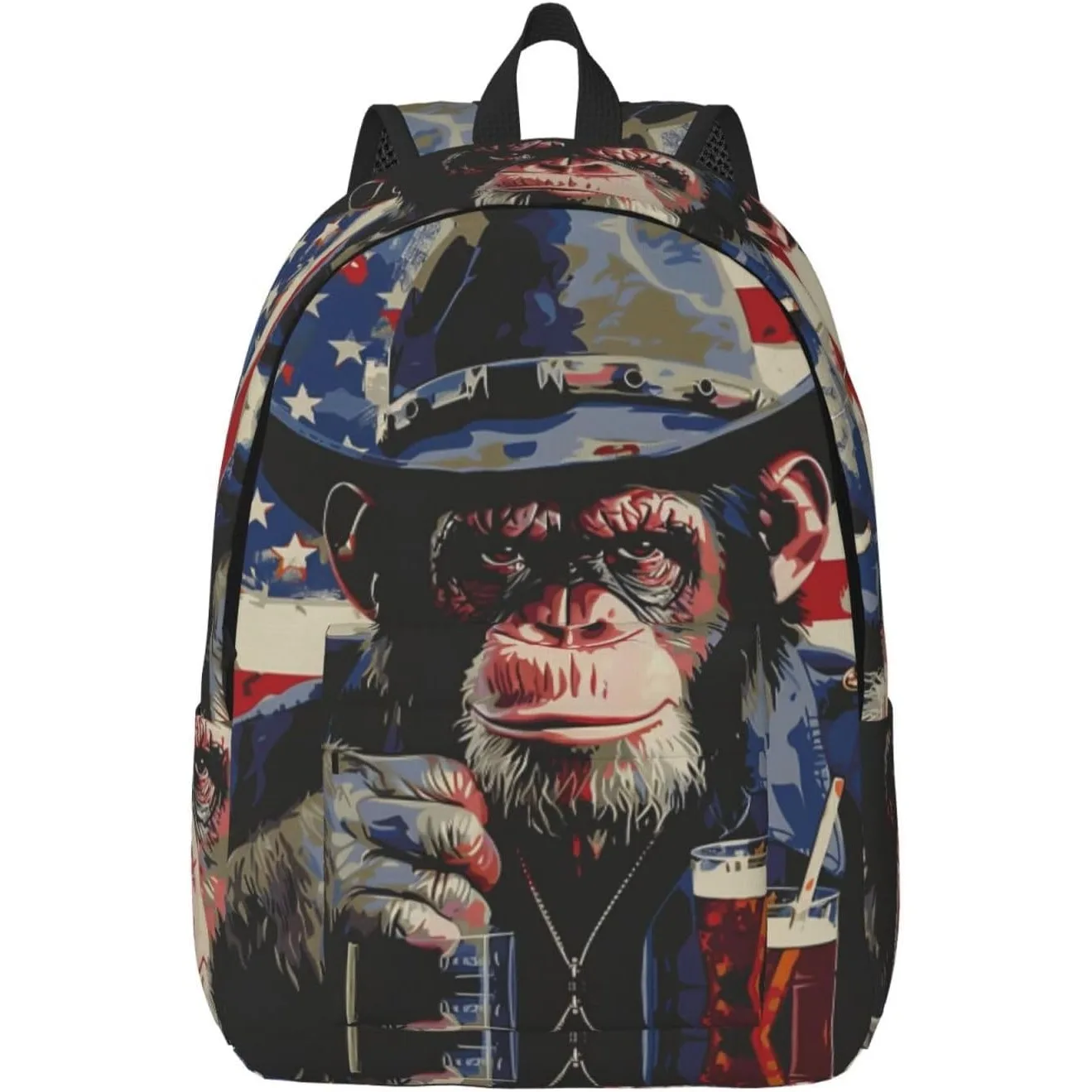 

Travel Laptop Backpack - Cool Chimp with Drink Computer Canvas Backpack Bag with Adjustable Straps