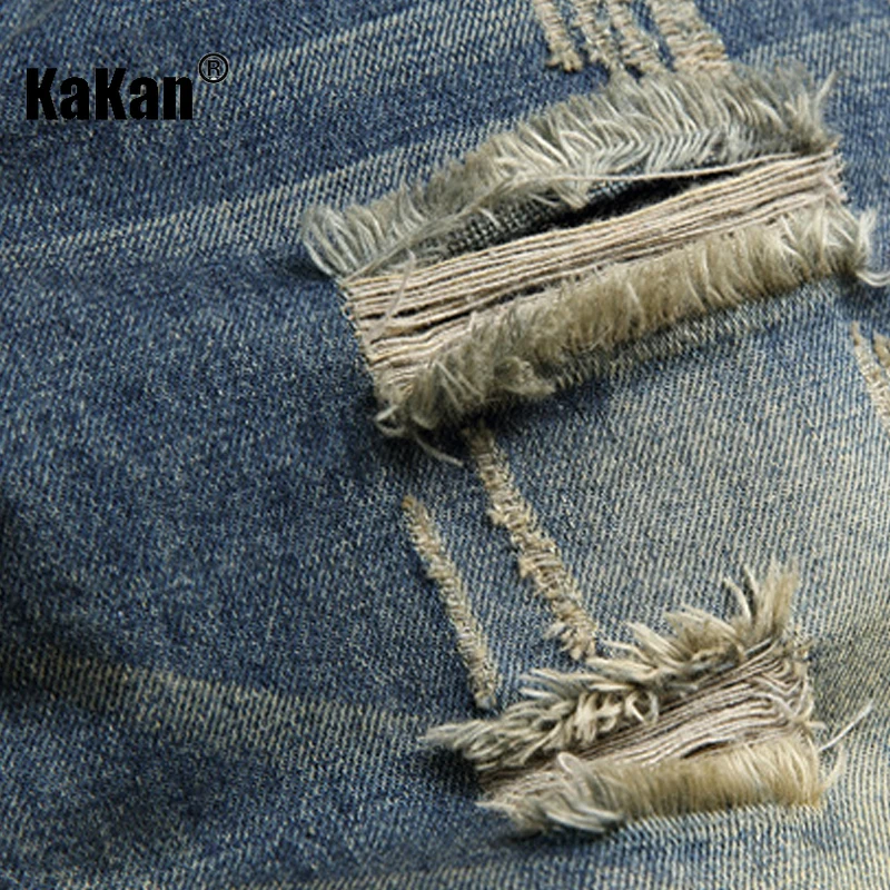 Kakan - New Men's Big Hole Jeans, Y2k Fashion Trend Personalized Straight Leg Slim Fit Long Jeans Summer Denim Pants