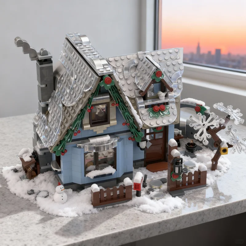 

975pcs MOC Seasonal Christmas Little Town House Model Building Blocks Architecture Toy Idea Christmas Gift Education Brick Kids