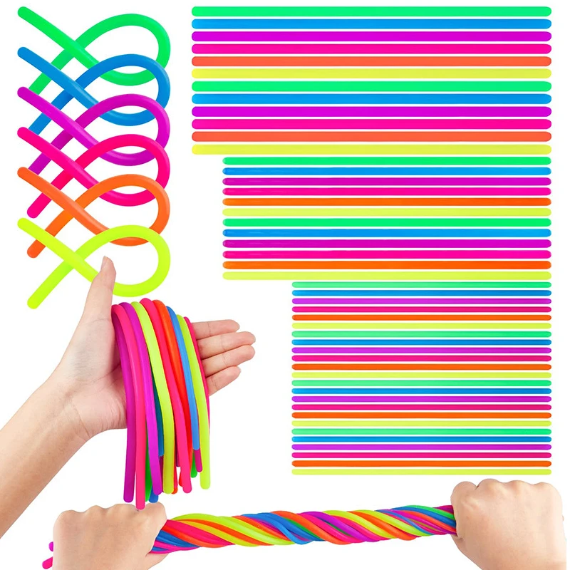 120/60PCS Fidget Stretchy Noodles Sensory Toys For Kids Children Birthday Gifts Party Favors Carnival Treasure Classroom Prizes