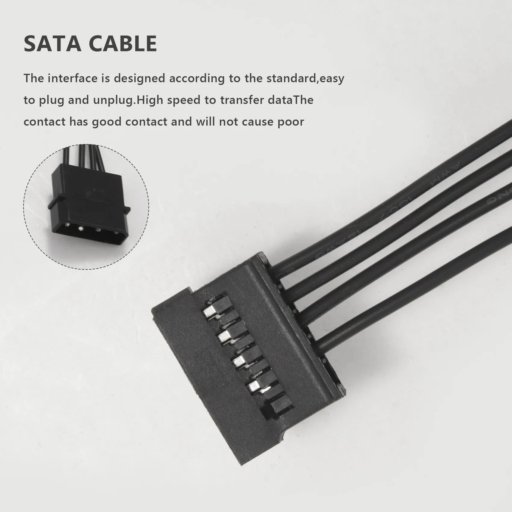 BAAZ HOT~4Pin IDE 1 to 5 SATA 15Pin Hard Drive Power Supply Splitter Cable for DIY Hard Disk PC Sever 18AWG Power