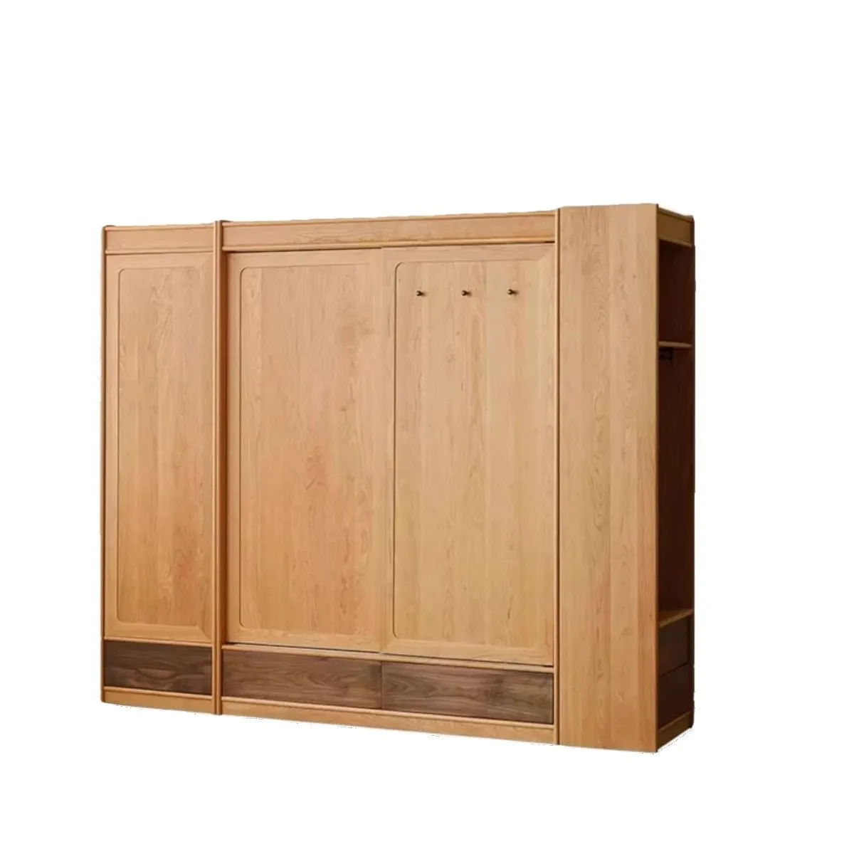 

Nordic, solid wood, sliding door, wardrobe, cherry wood, home, bedroom, combination