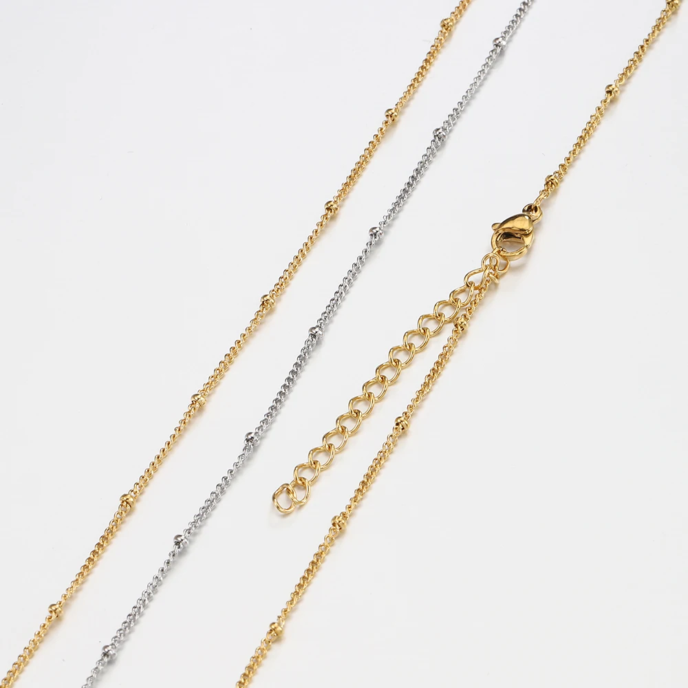 5 Stück 45cm+5cm Kette mit Karabinerverschlüssen, Edelstahl-Perlenkette, Halsketten-Basisketten für DIY-Schmuckherstellung, kein Verblassen – Detail 27