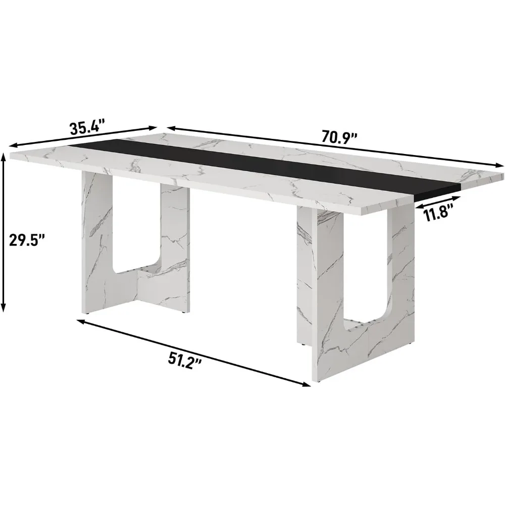 طاولة طعام مستطيلة مقاس 71 بوصة تتسع لـ 6-8 أشخاص، طاولة مطبخ خشبية للمزرعة بأرجل خشبية، طاولة مطبخ مركز المزرعة f