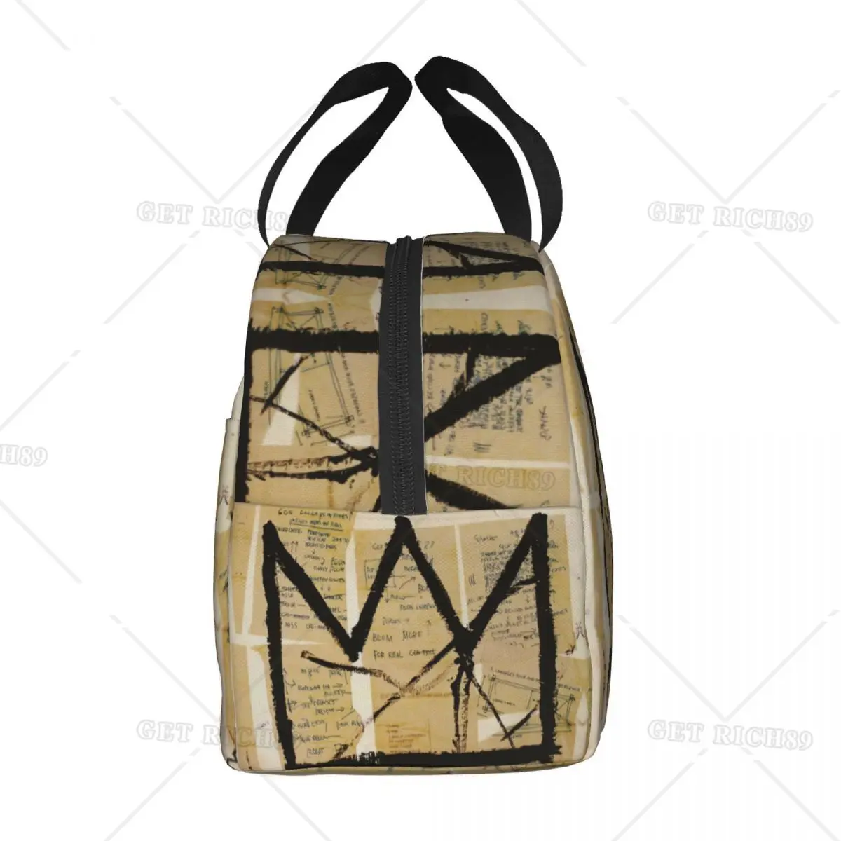 Basquiats Crown Graffiti Art Lunch Bag Women Resuable Thermal Insulated Lunch Box for School Work Picnic Storage Food Tote Bags