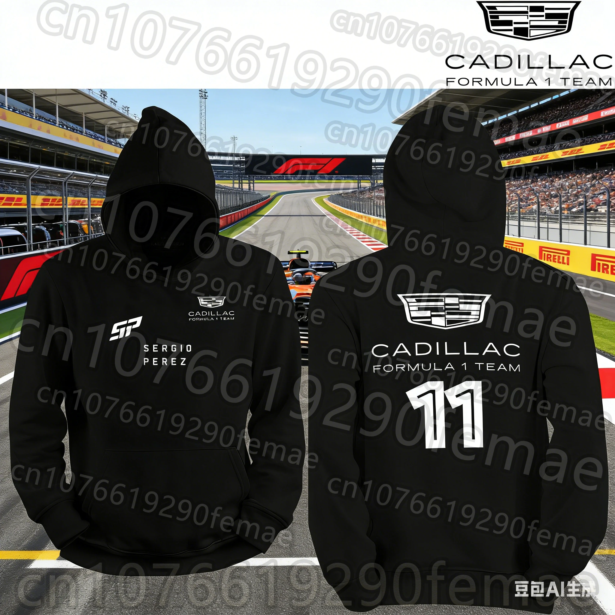 Sudadera con capucha de algodón para hombre, nueva colección primavera 2026 – Sudadera con capucha del equipo Cadillac F1 Racing, Checo # 11 Camisetas deportivas y de estilo urbano estampadas