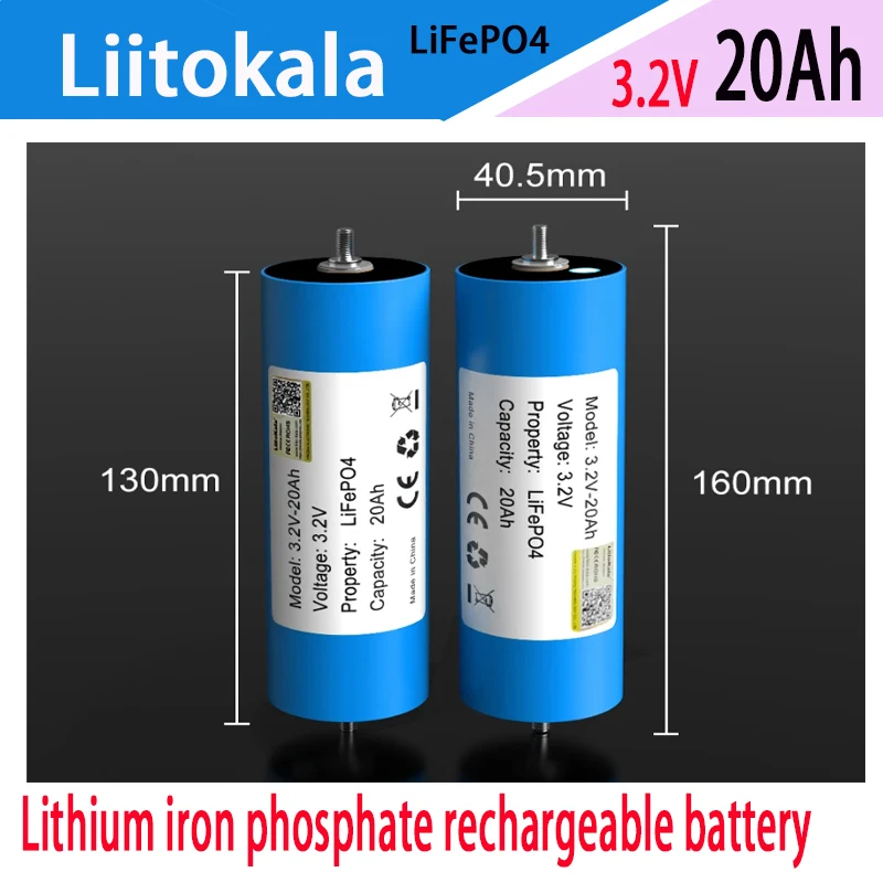 LiitoKala 3.2V 20Ah LiFePO4 battery suitable for 3C discharge in yachts, RVs, golf carts