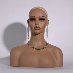 Manikin Wig Display Stand with Makeup Realistic Female Mannequin Head Wig Holder for Hairpieces Necklaces Barber Shop Hats Scarf